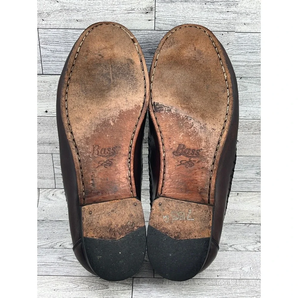 Bass Mens Loafers Tassel Dress Shoes Leather Upper Size 10 M Brown Brazil‎ - Picture 8 of 8